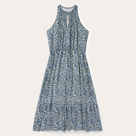 Blue Indigo Tapestry Print Prairie Dress / Stetson