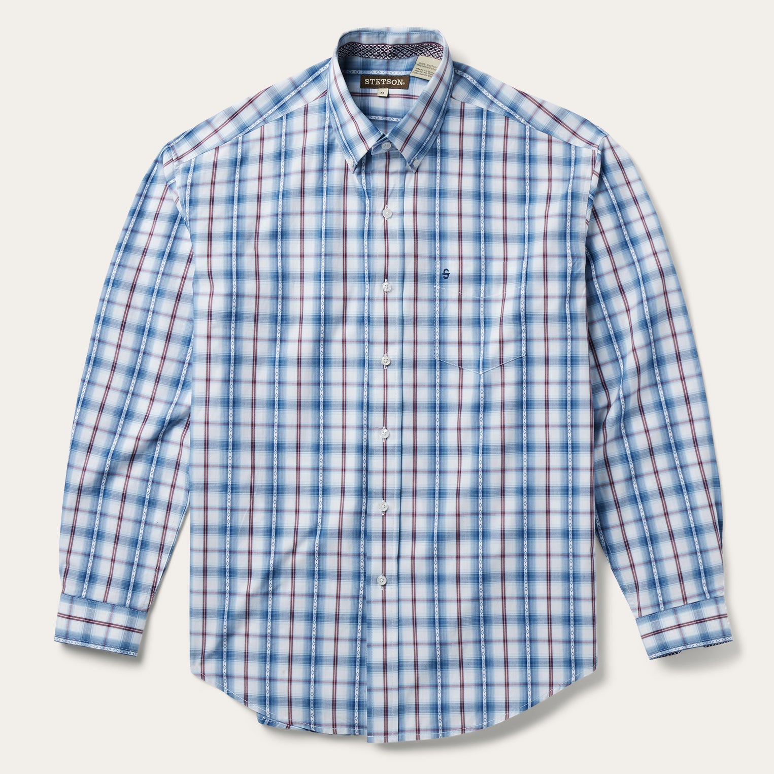 Blue Blue Diamond Dobby Plaid Shirt / Stetson