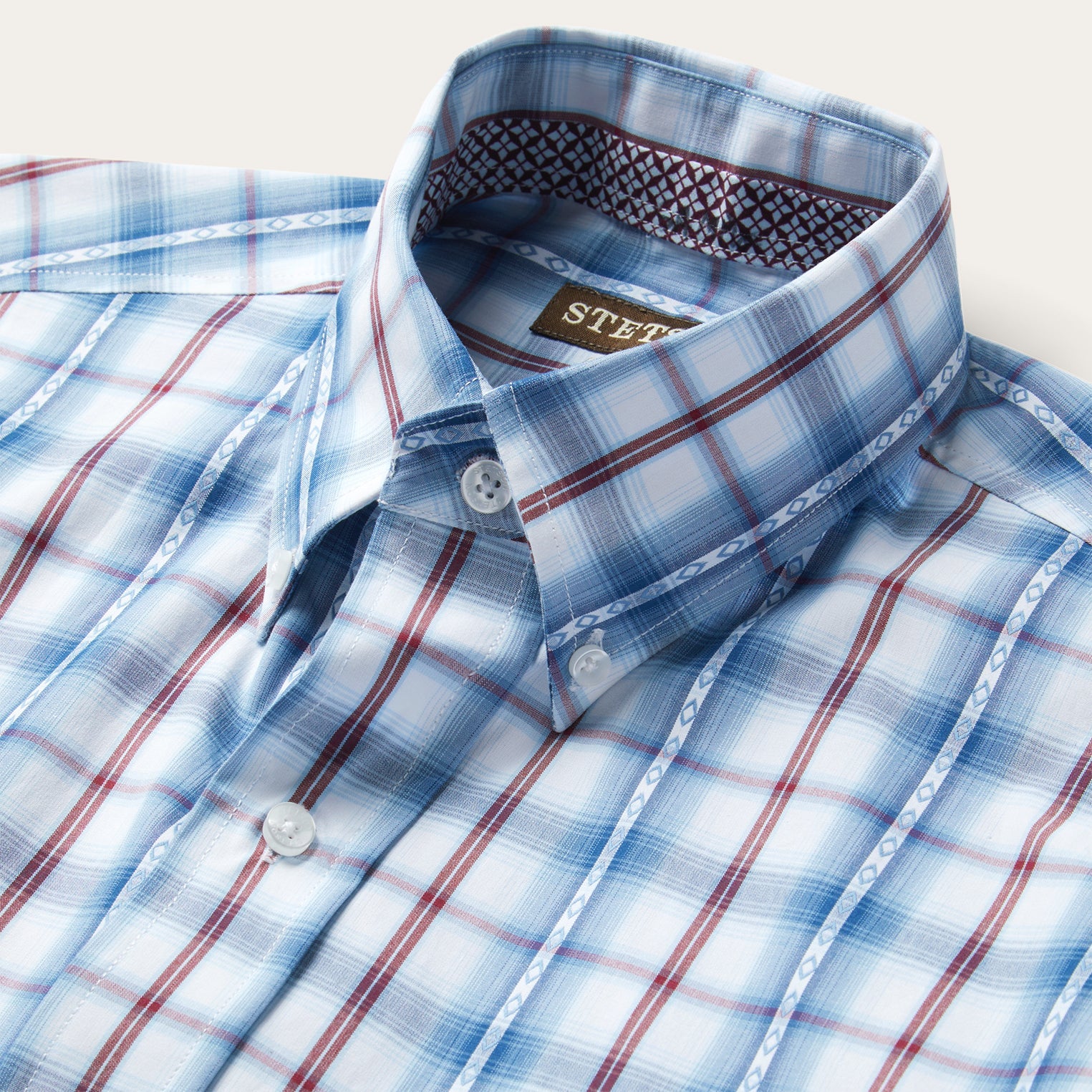 Blue Blue Diamond Dobby Plaid Shirt / Stetson