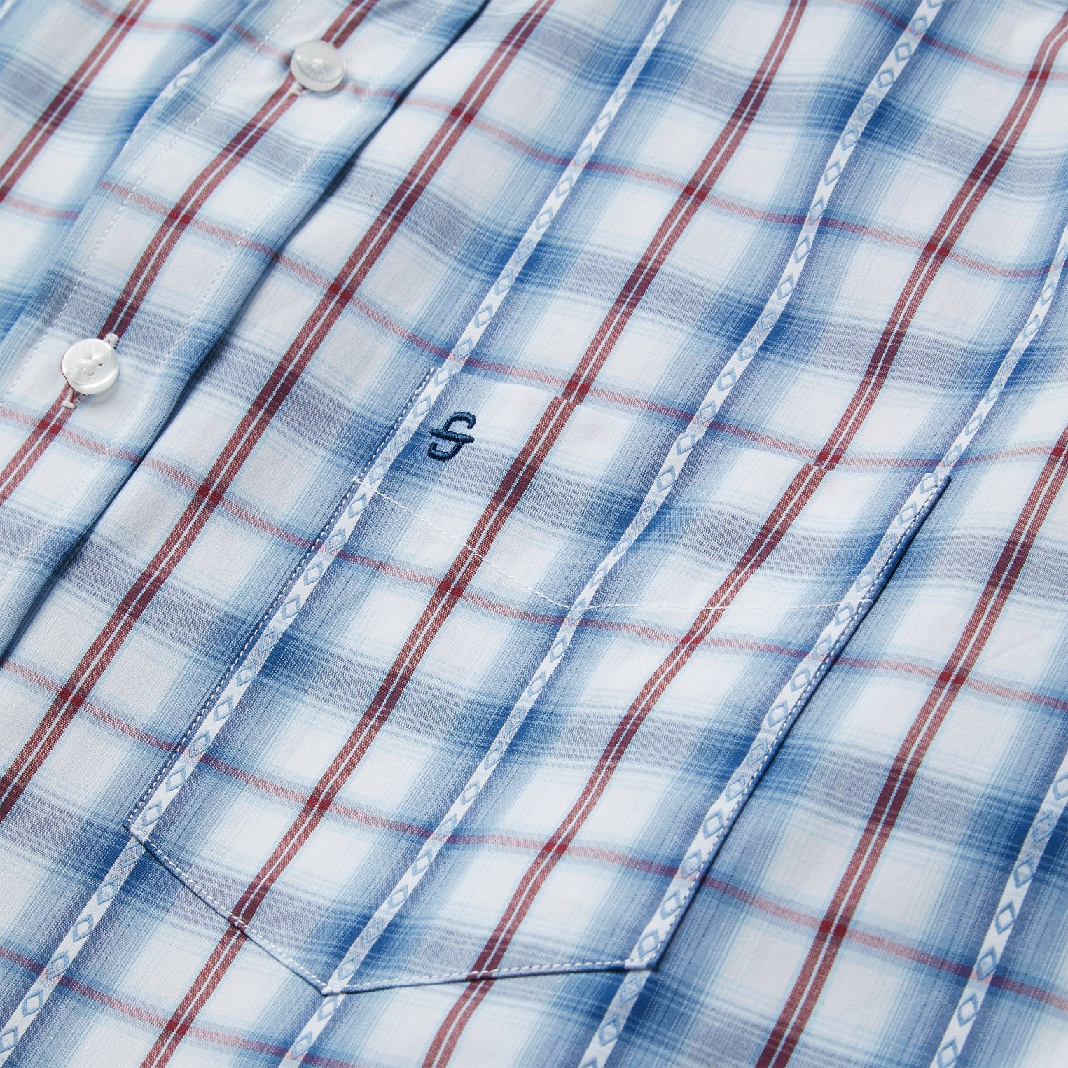 Blue Blue Diamond Dobby Plaid Shirt / Stetson