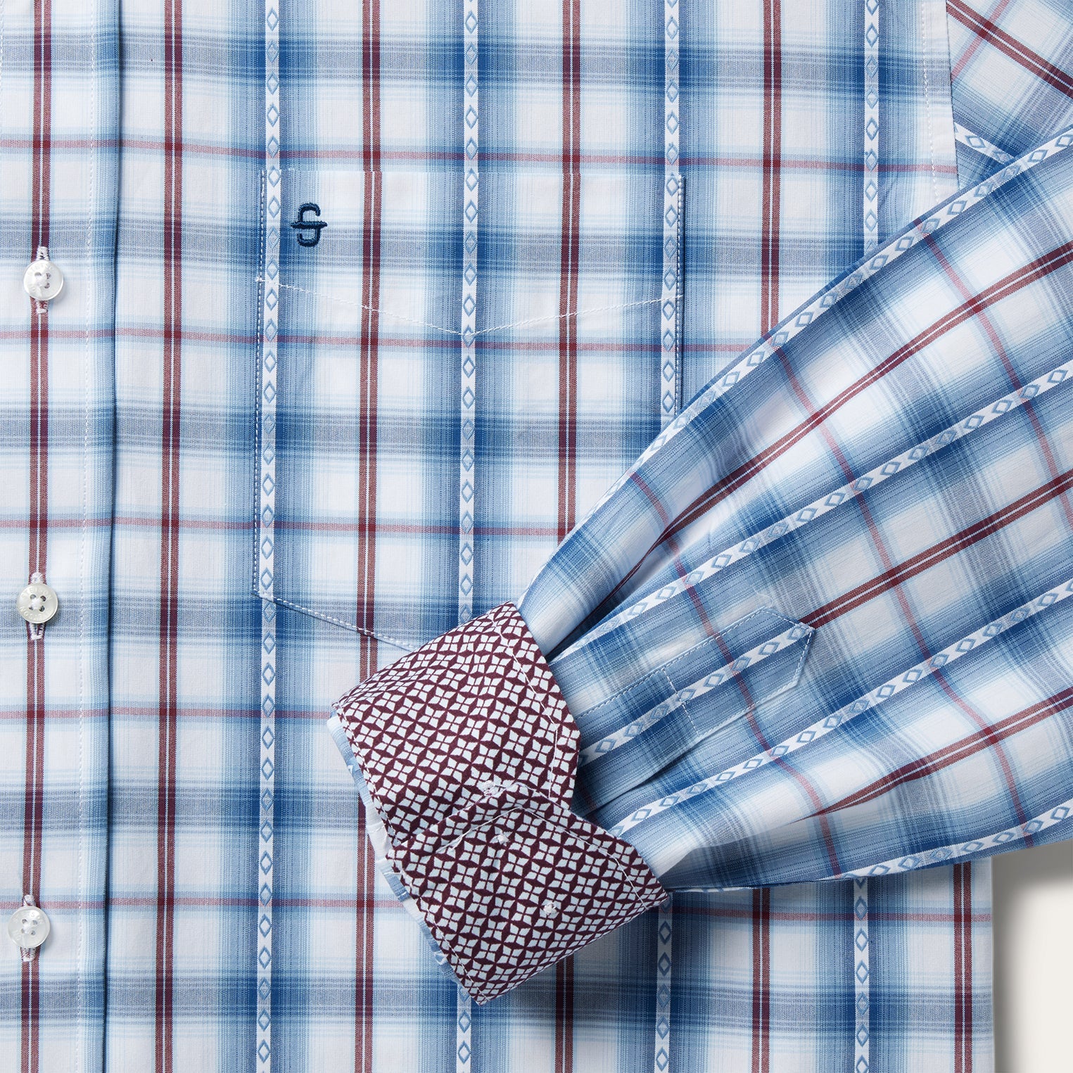 Blue Blue Diamond Dobby Plaid Shirt / Stetson