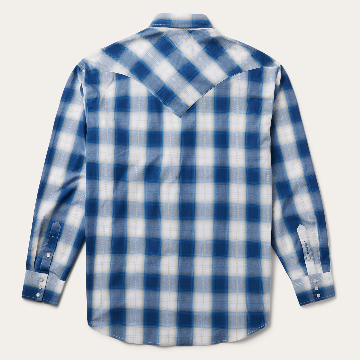 Blue Navy Gold Ombre Plaid Western Shirt / Stetson
