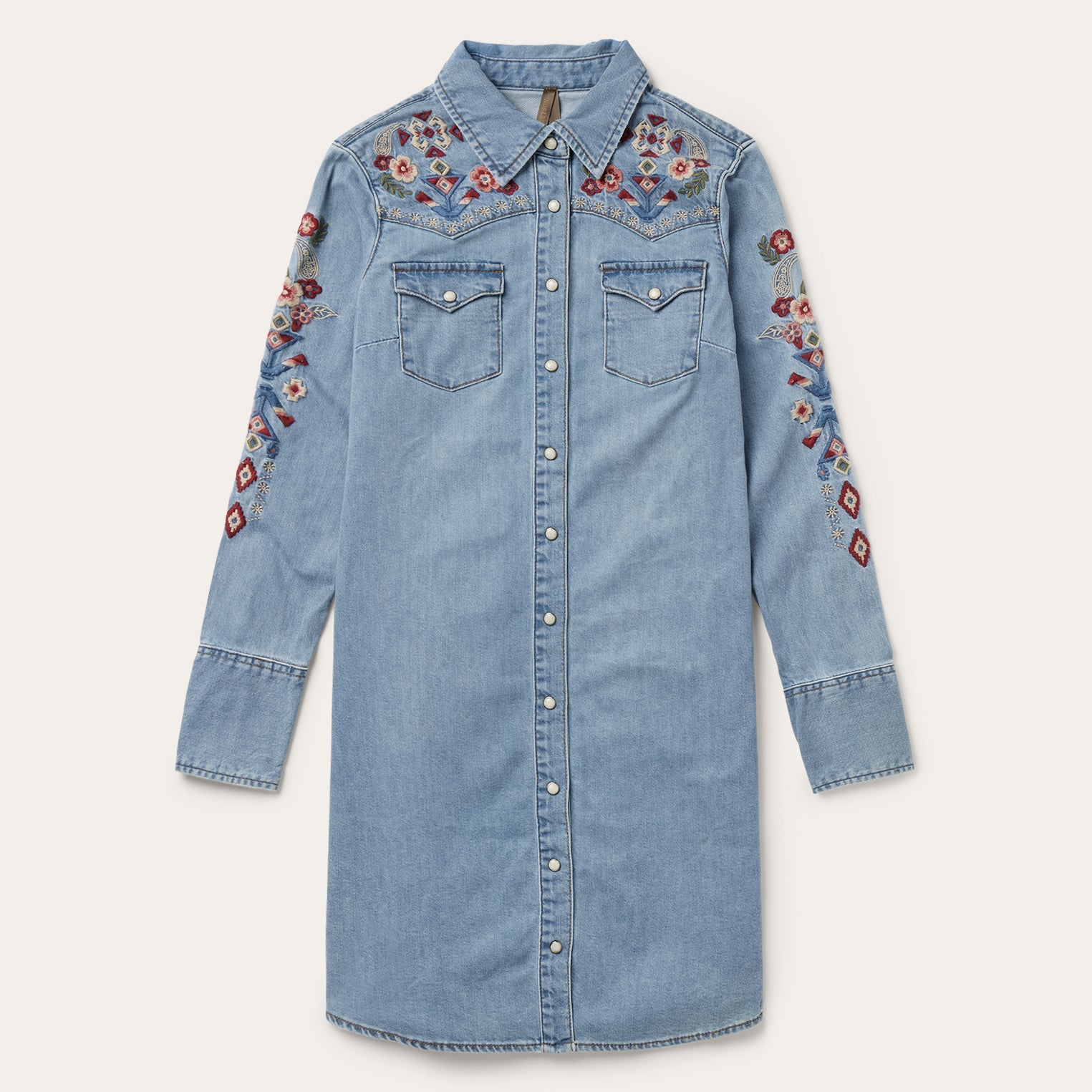 Blue Embroidered Denim Shirt Dress / Stetson