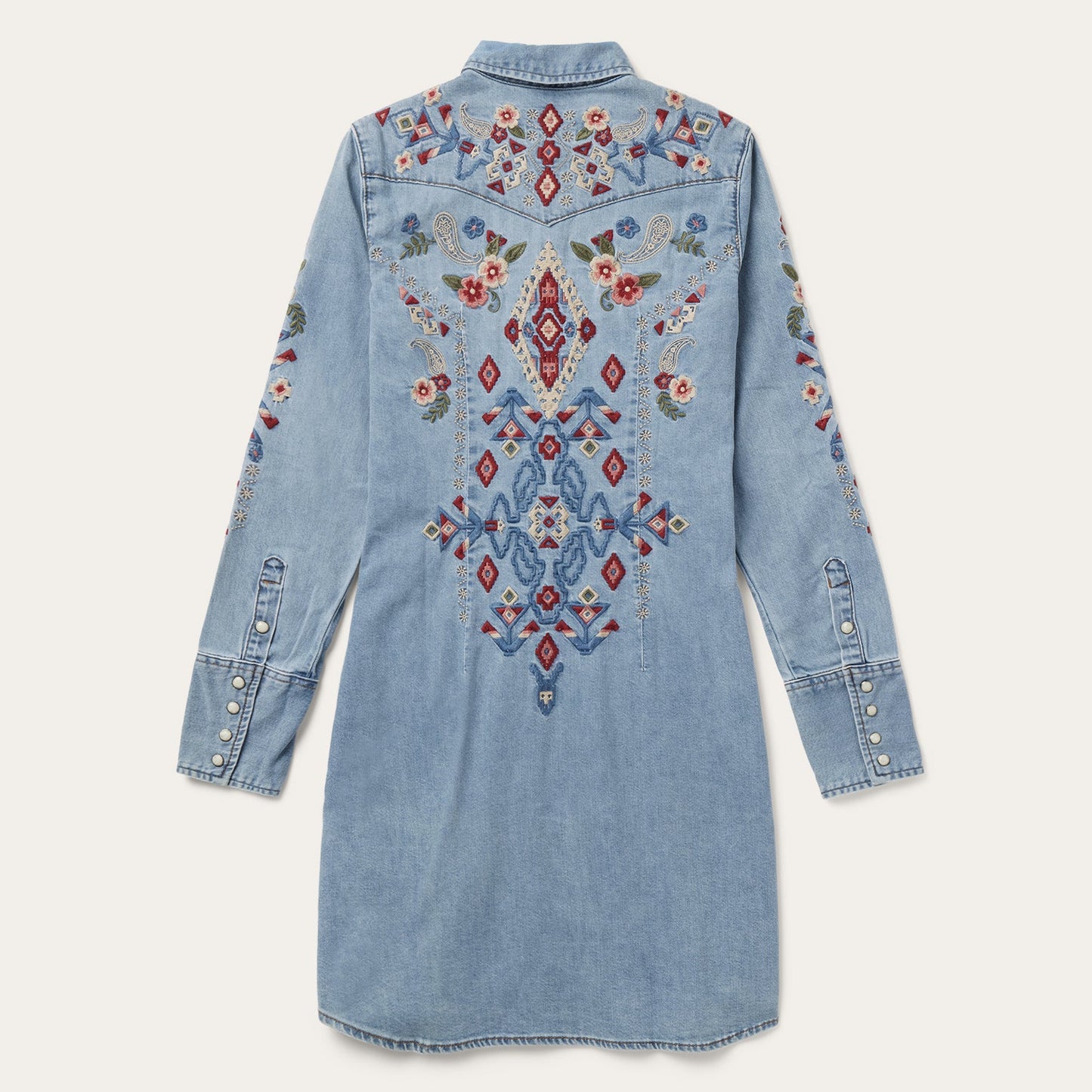 Blue Embroidered Denim Shirt Dress / Stetson