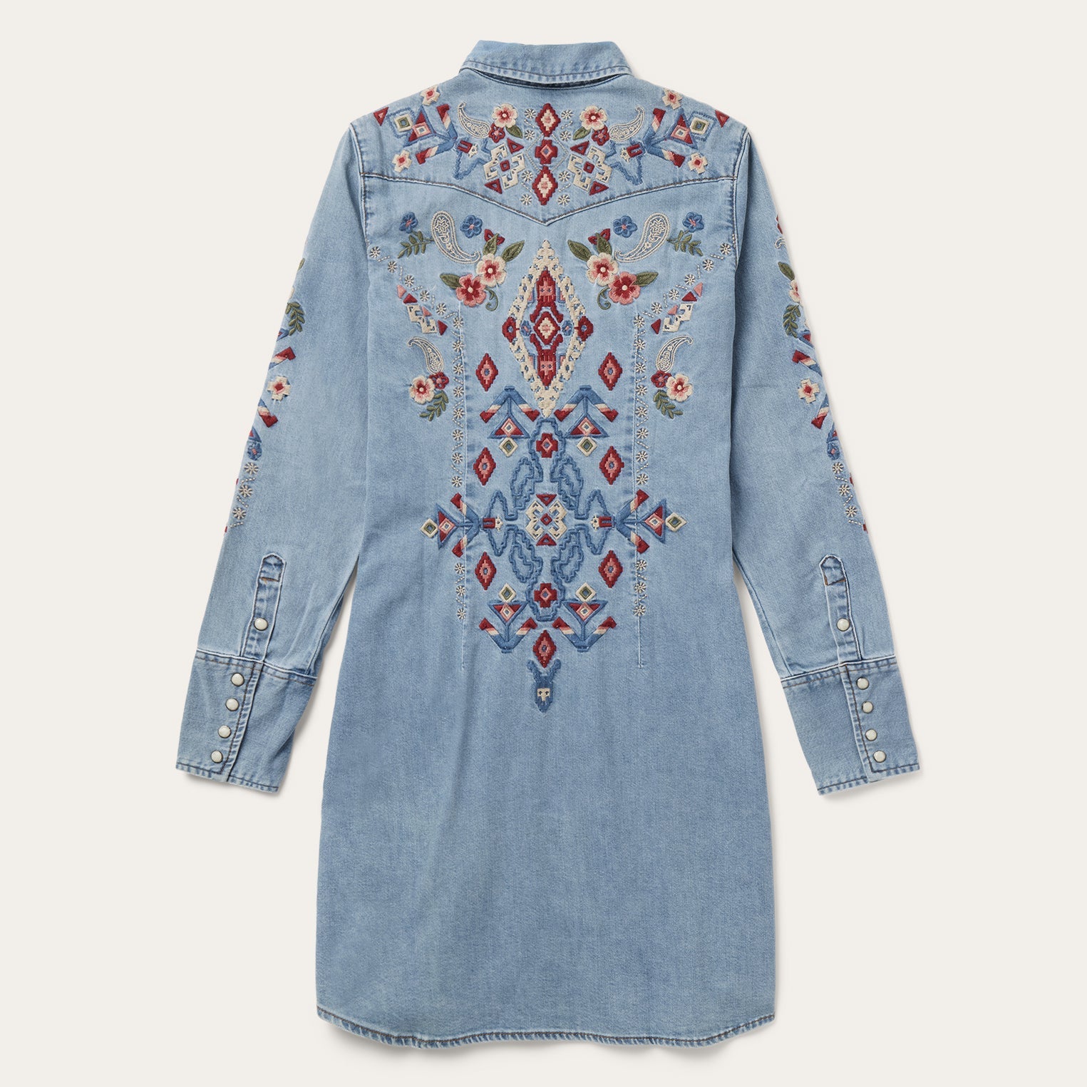 Blue Embroidered Denim Shirt Dress / Stetson