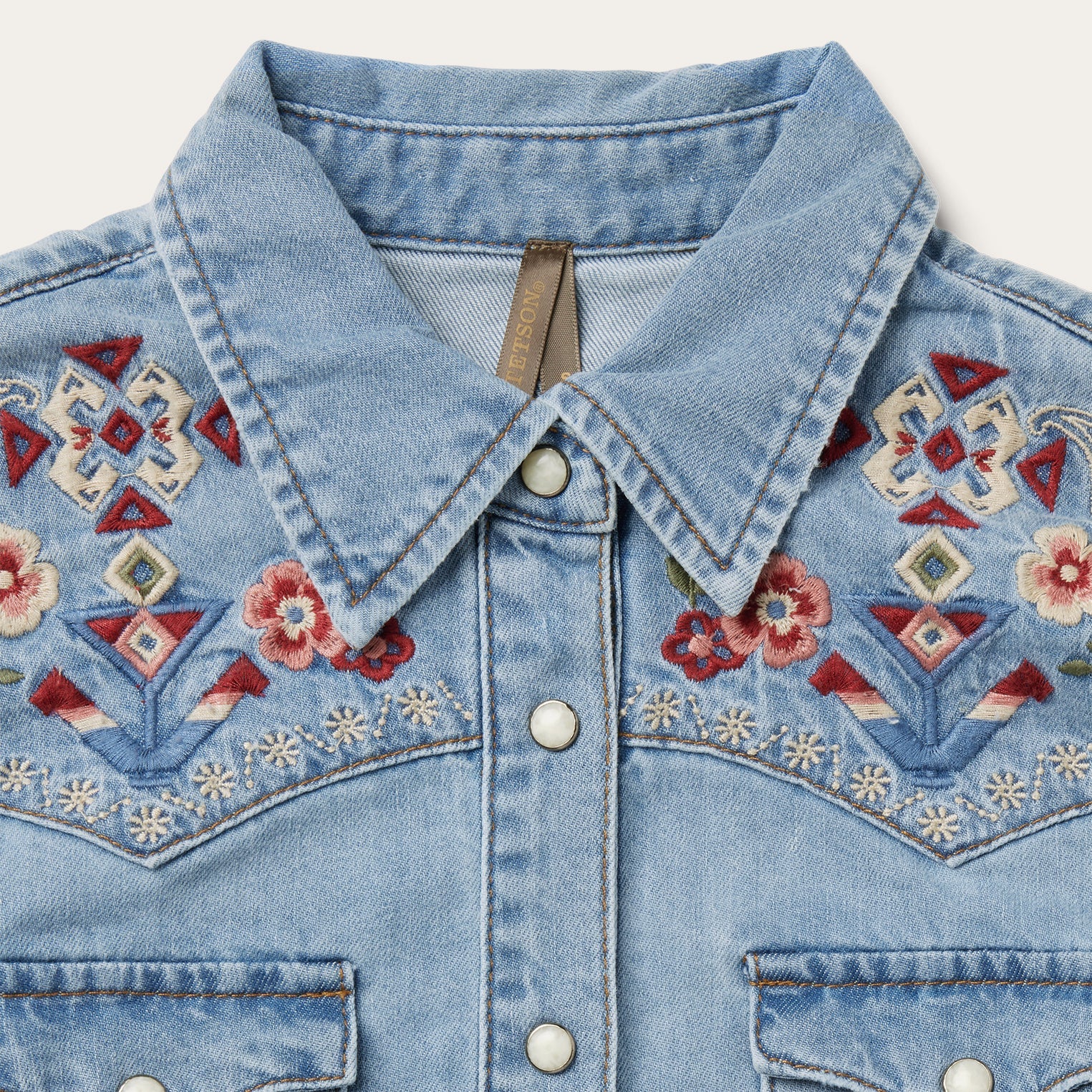 Blue Embroidered Denim Shirt Dress / Stetson