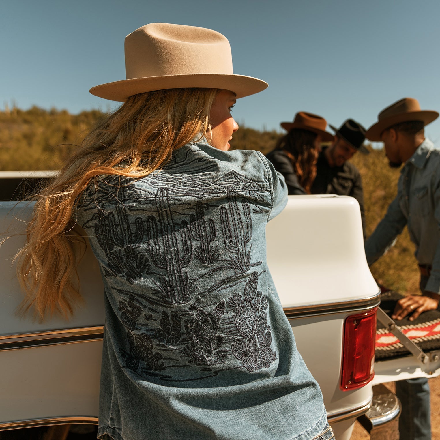 Blue Embroidered Boyfriend Fit Denim Shirt / Stetson