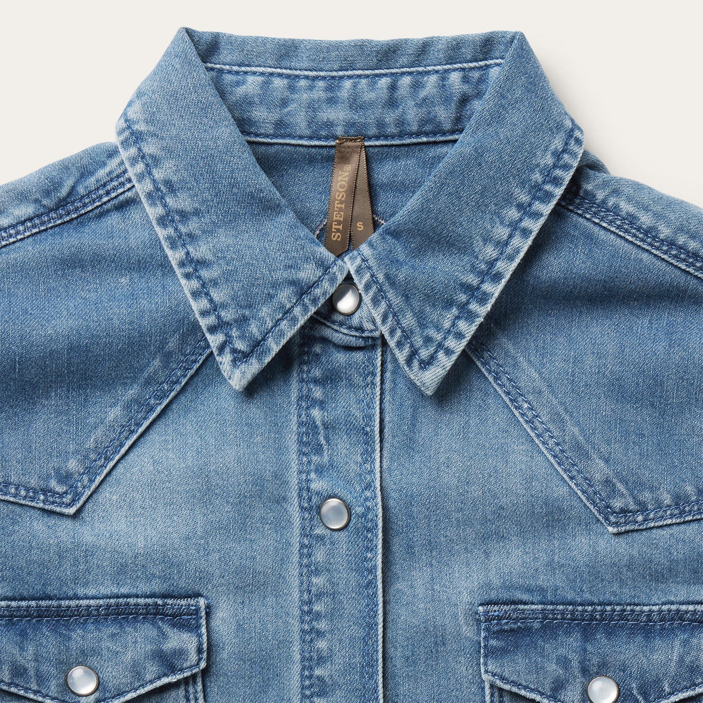 Blue Embroidered Boyfriend Fit Denim Shirt / Stetson