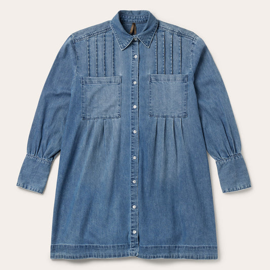 Blue Denim Button Front Shirt Dress / Stetson