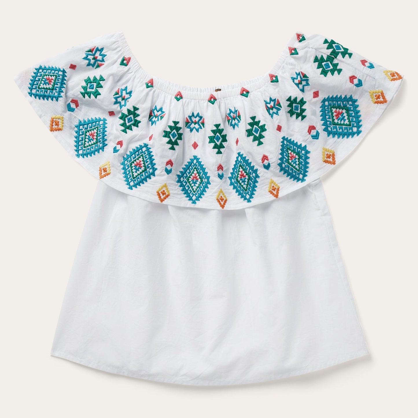White Bright Schiffli Embroidered White Cotton Lawn Blouse / Stetson