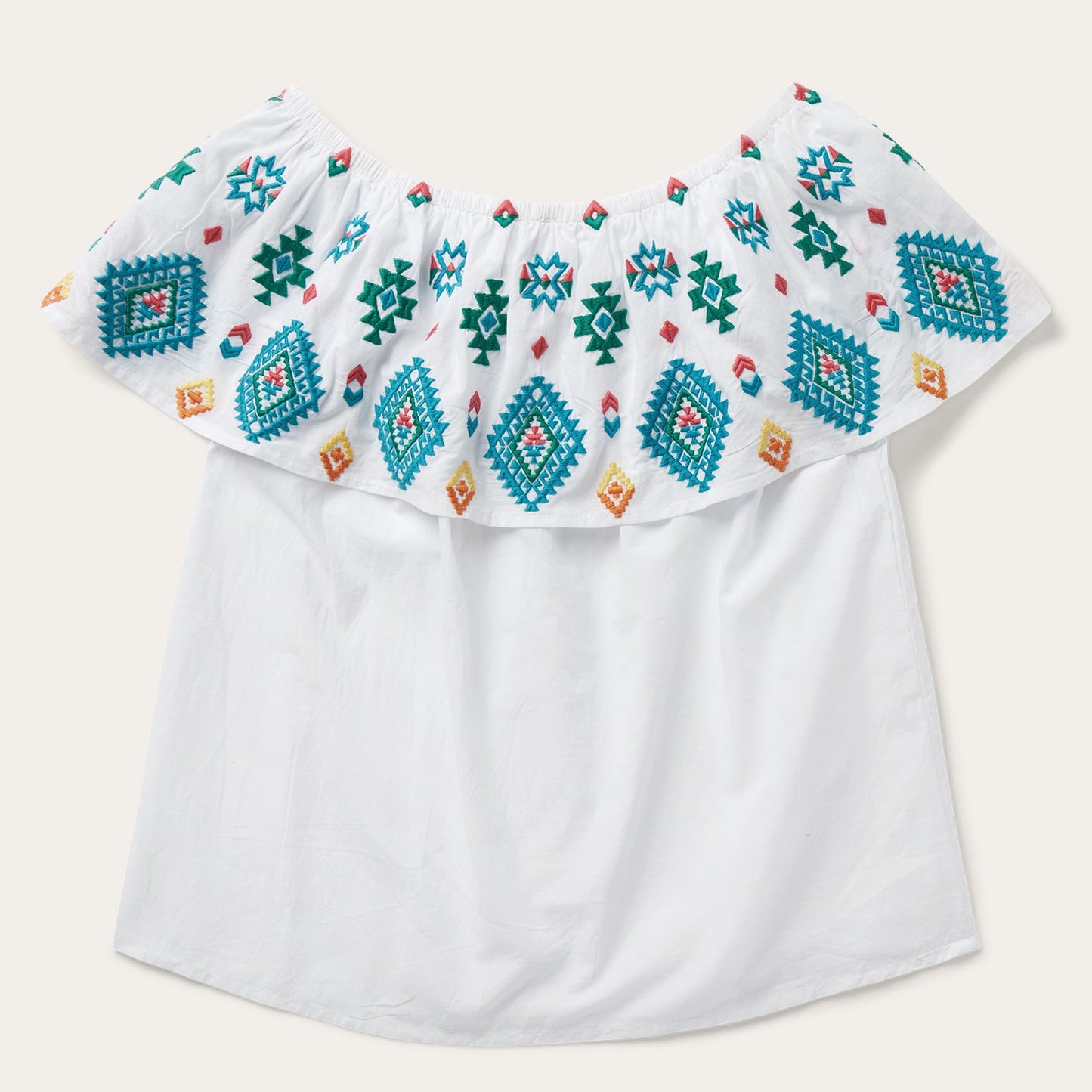White Bright Schiffli Embroidered White Cotton Lawn Blouse / Stetson