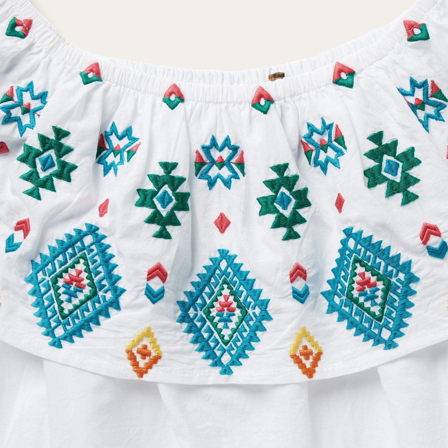 White Bright Schiffli Embroidered White Cotton Lawn Blouse / Stetson