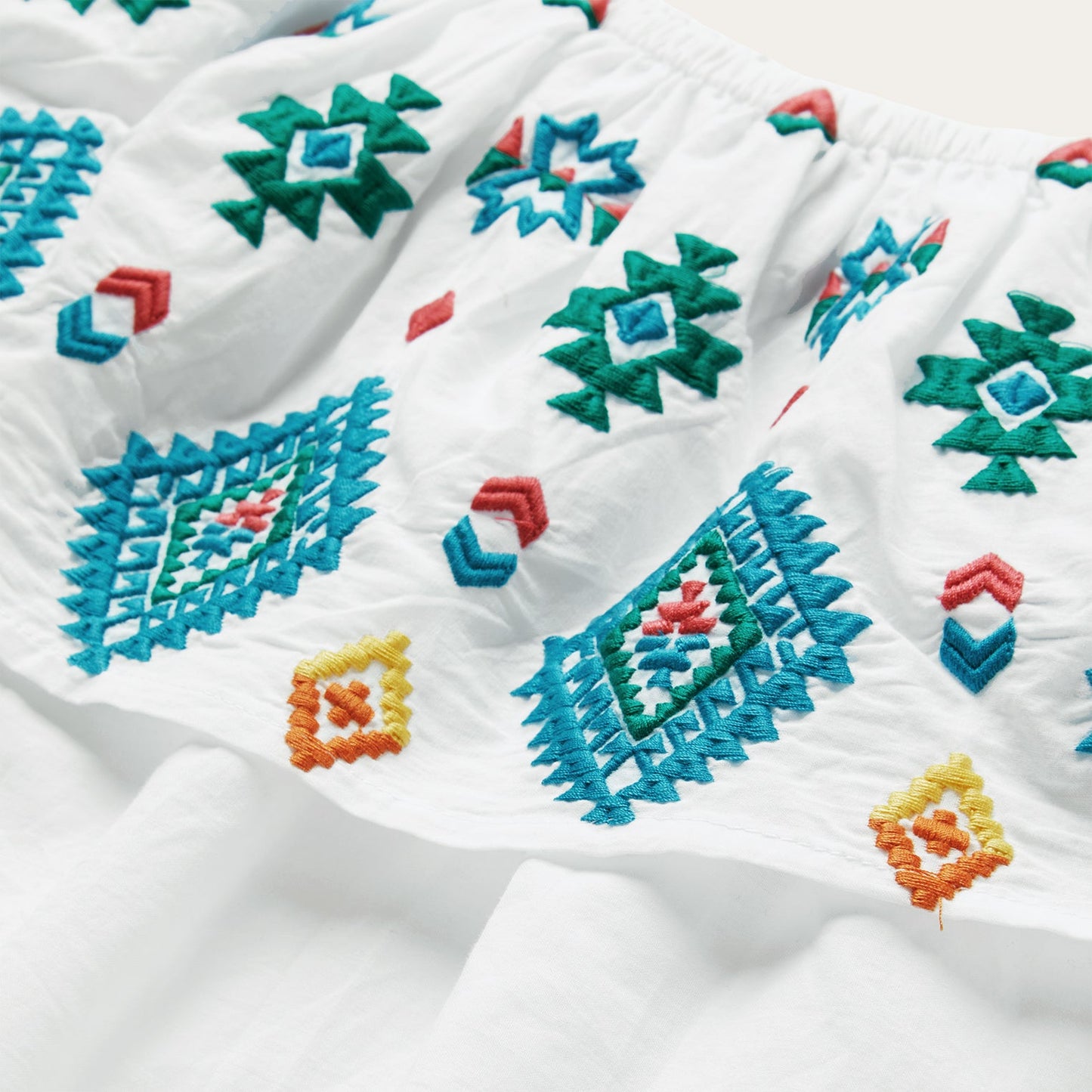 White Bright Schiffli Embroidered White Cotton Lawn Blouse / Stetson