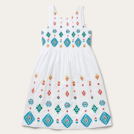 White Bright Schiffli Embroidered White Cotton Lawn Dress / Stetson