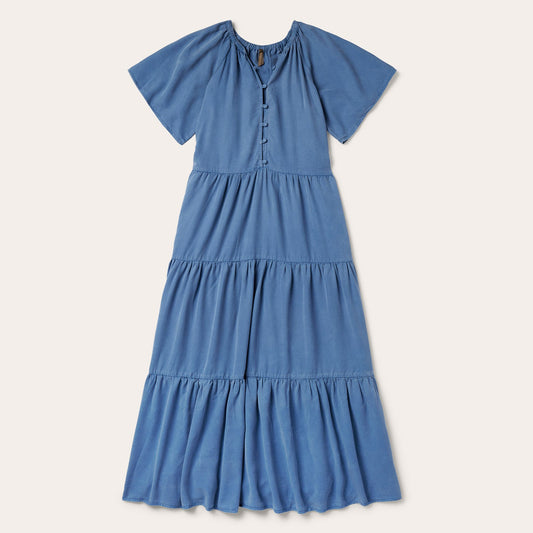 Blue Denim Long Three Tiered Dress / Stetson