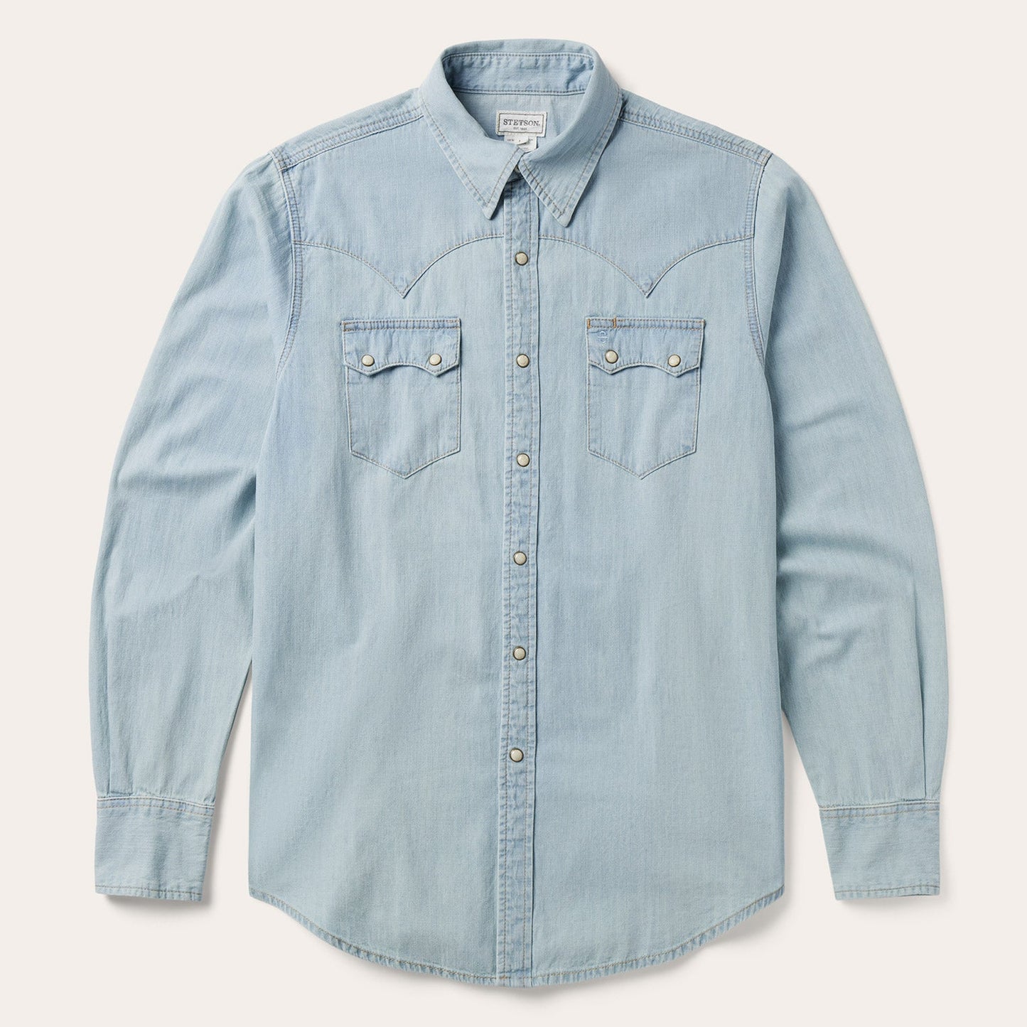 Blue Light Blue Denim Western Shirt / Stetson