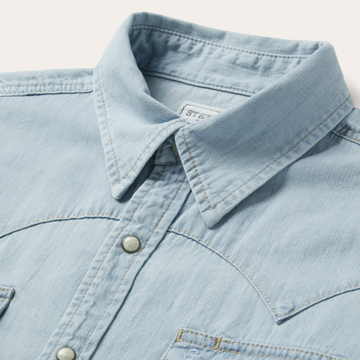 Blue Light Blue Denim Western Shirt / Stetson