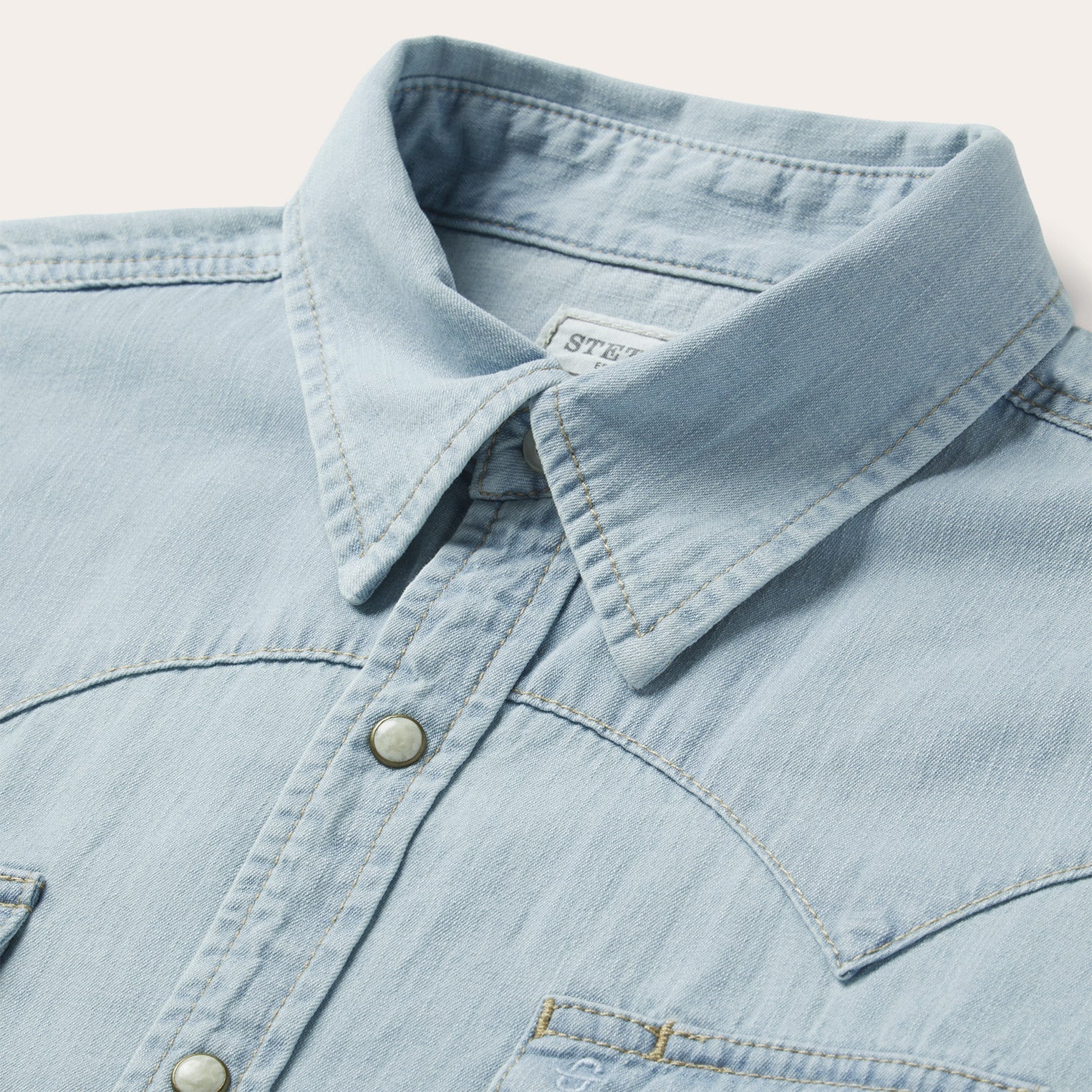 Blue Light Blue Denim Western Shirt / Stetson
