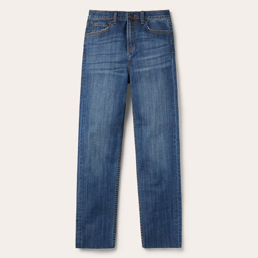 Blue 915 High Rise Straight Fit Crop Jeans / Stetson
