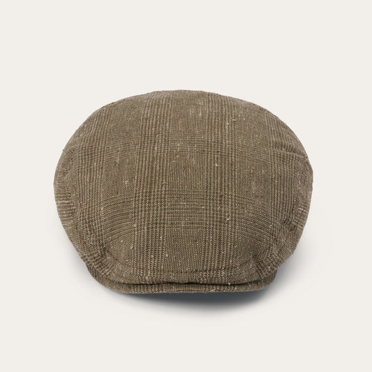 Olive Check Glen Check Linen/Silk Kent Cap / Stetson