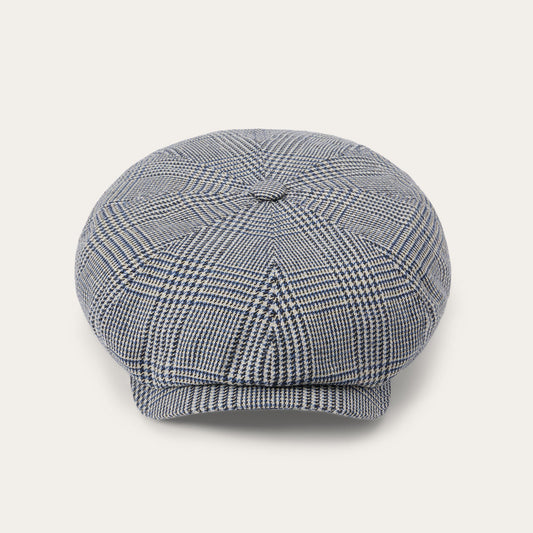 Blue Check Glen Check Silk/Cotton 8-Panel Cap / Stetson