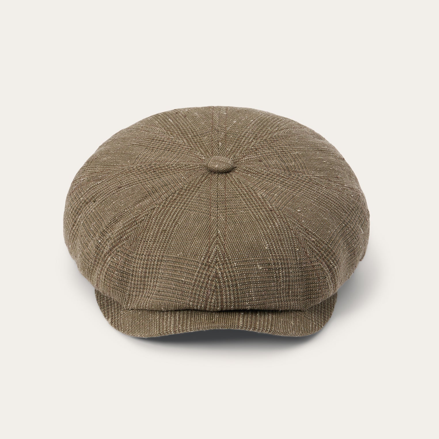 Olive Check Glen Check Linen/Silk Hatteras Cap / Stetson