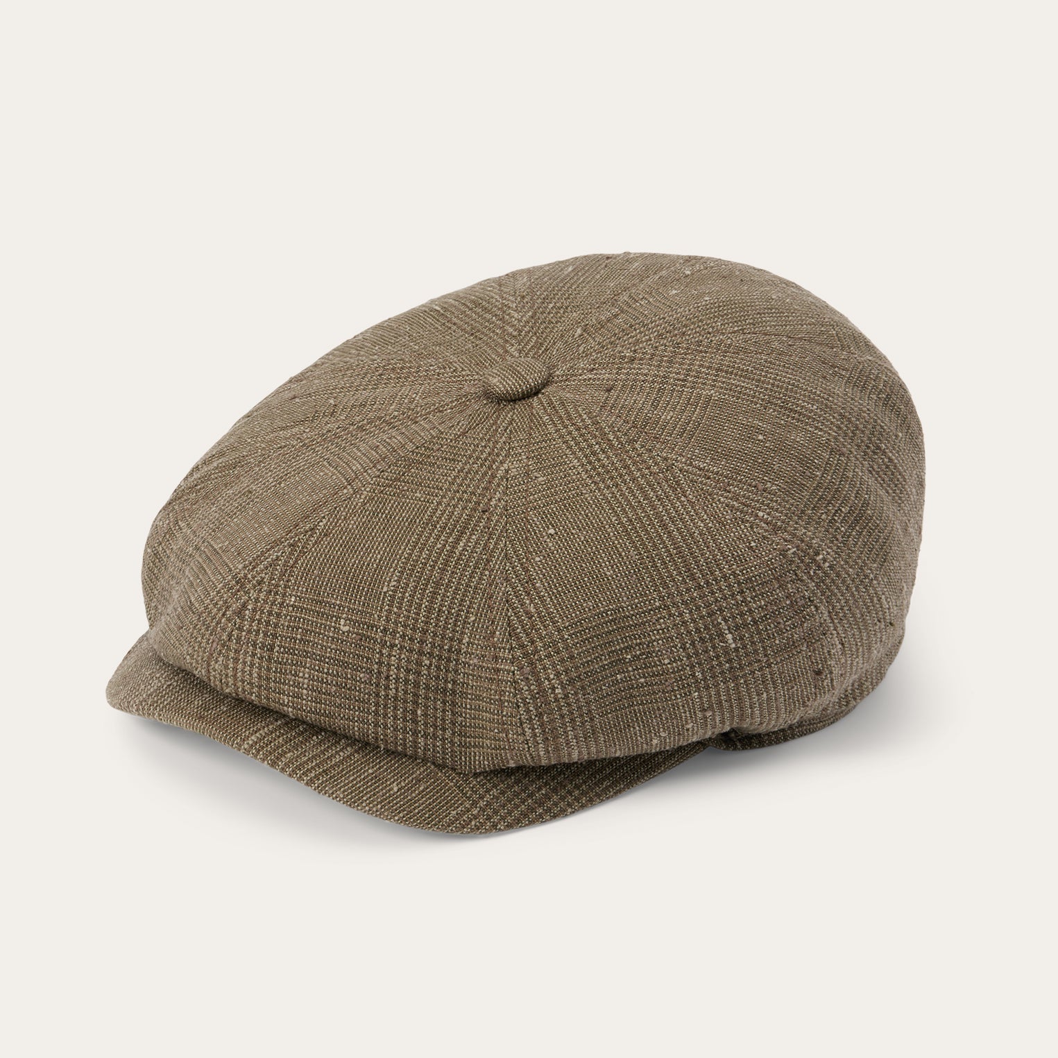 Olive Check Glen Check Linen/Silk Hatteras Cap / Stetson