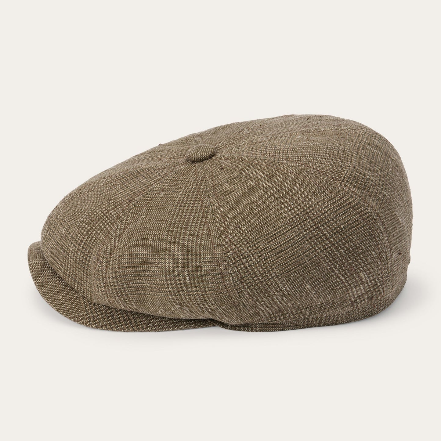 Olive Check Glen Check Linen/Silk Hatteras Cap / Stetson