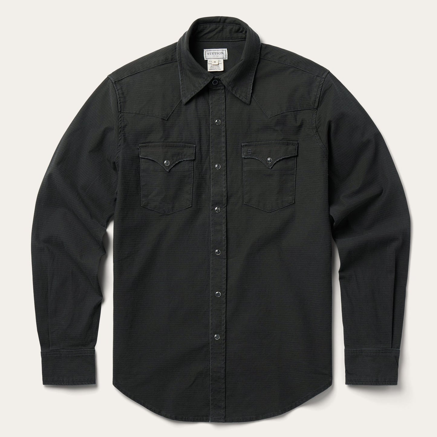 Grey Charcoal Corded Denim Shirt / Stetson