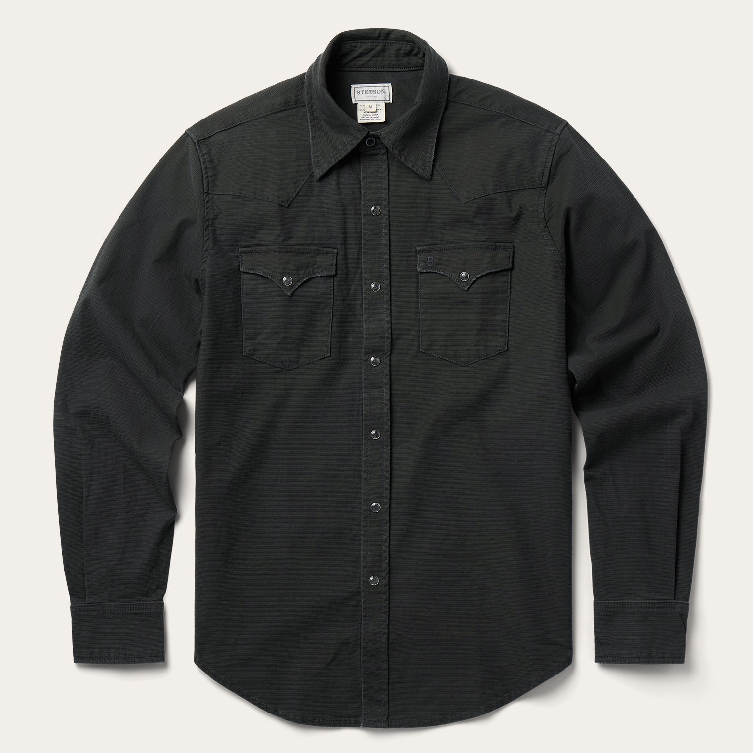 Grey Charcoal Corded Denim Shirt / Stetson