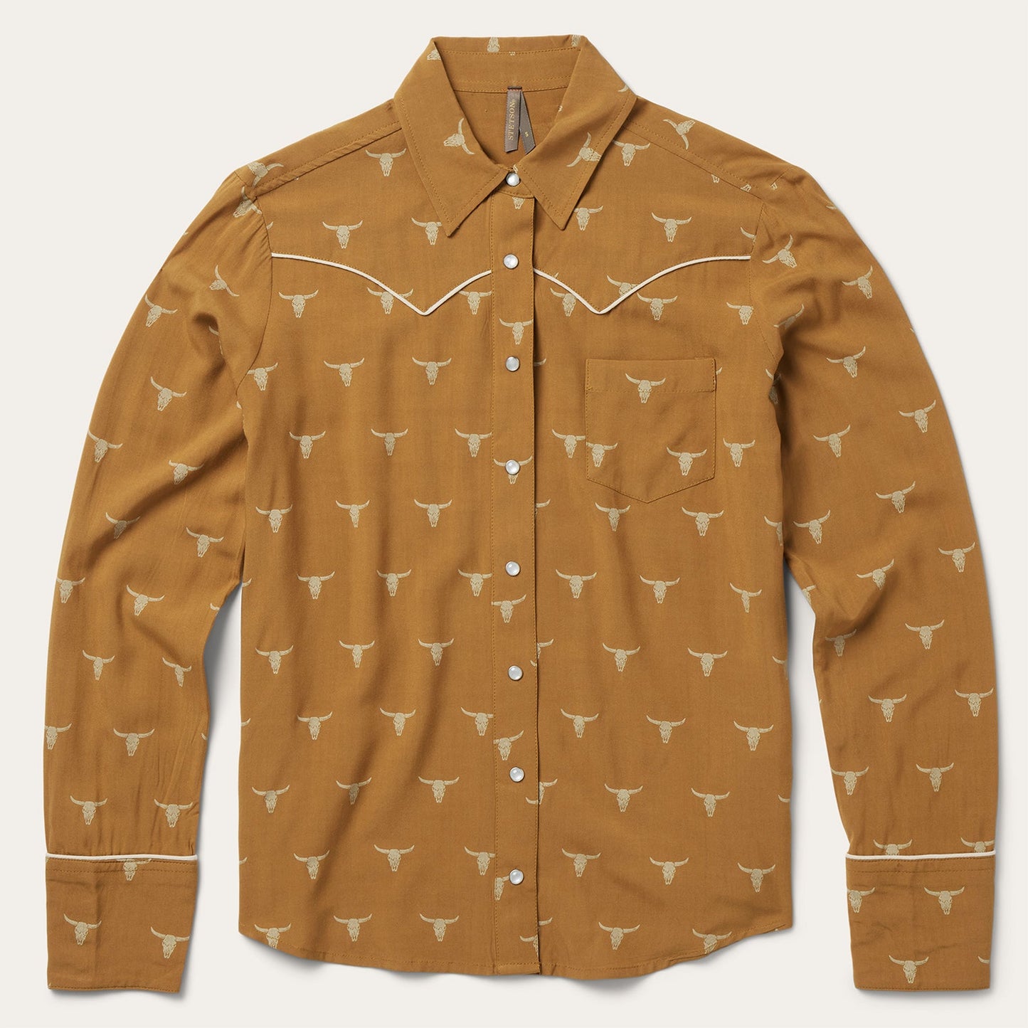 Brown Mojave Longhorn Print Snap Western Shirt / Stetson