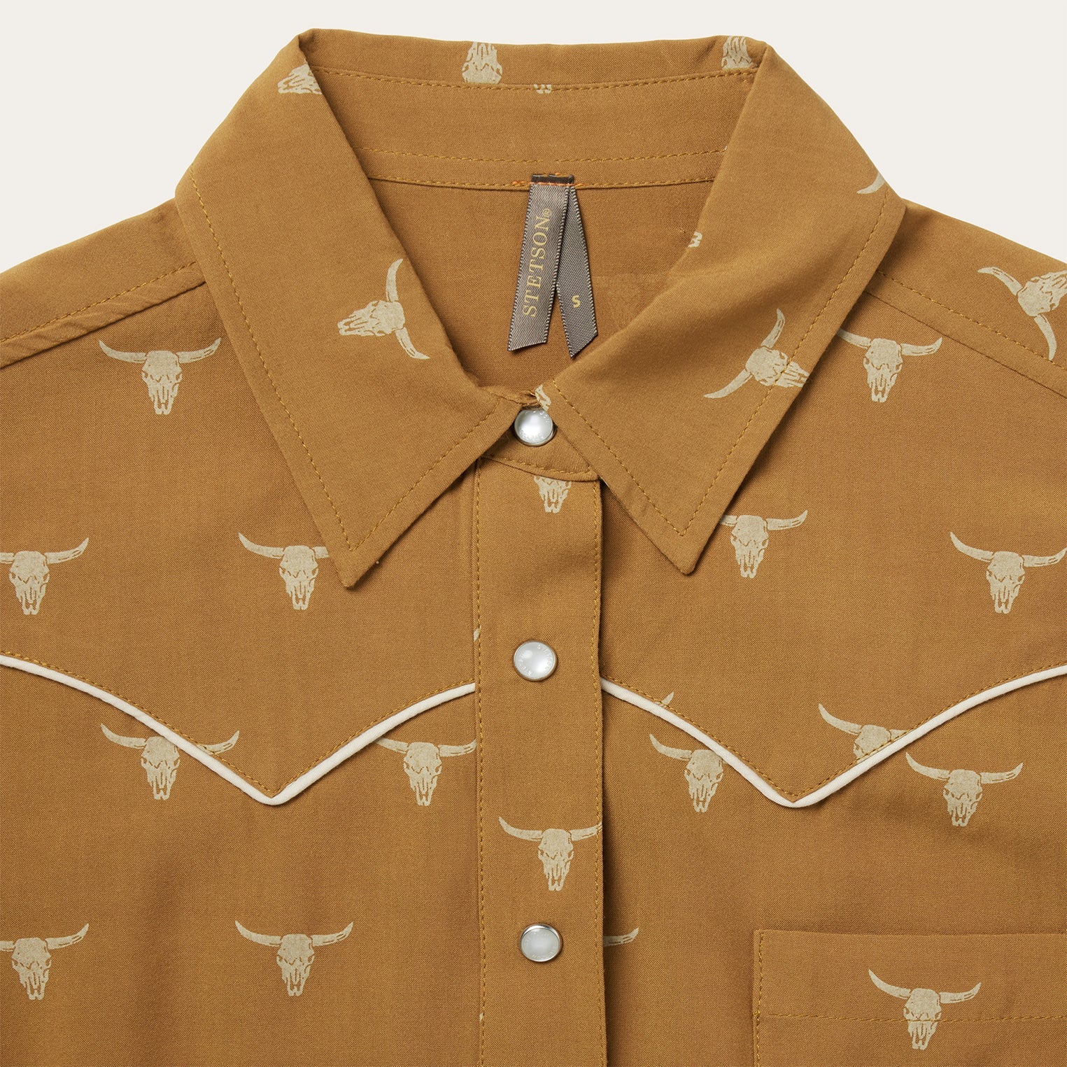 Brown Mojave Longhorn Print Snap Western Shirt / Stetson