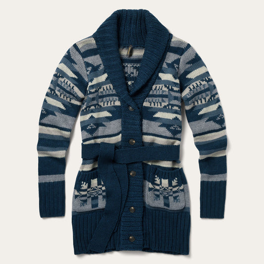 Blue Indigo Aztec Belted Cardigan / Stetson