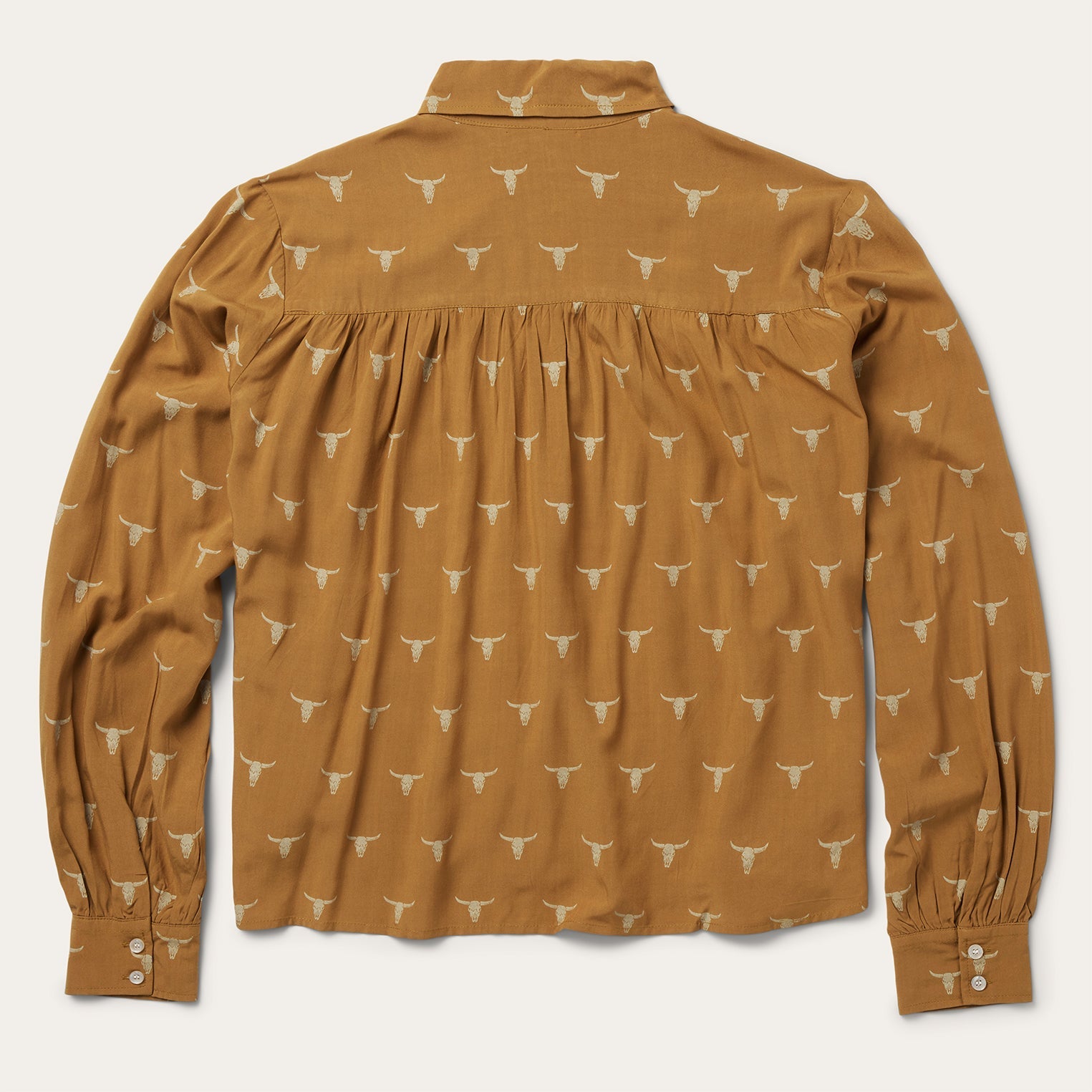 Brown Mojave Longhorn Print Poet Blouse / Stetson