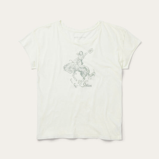 White Bucking Cowgirl Graphic Tee / Stetson