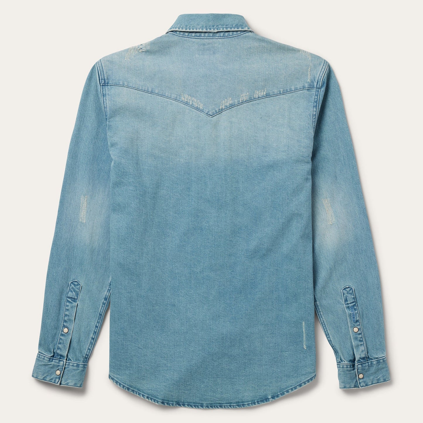 Blue Distressed Denim Western Shirt / Stetson