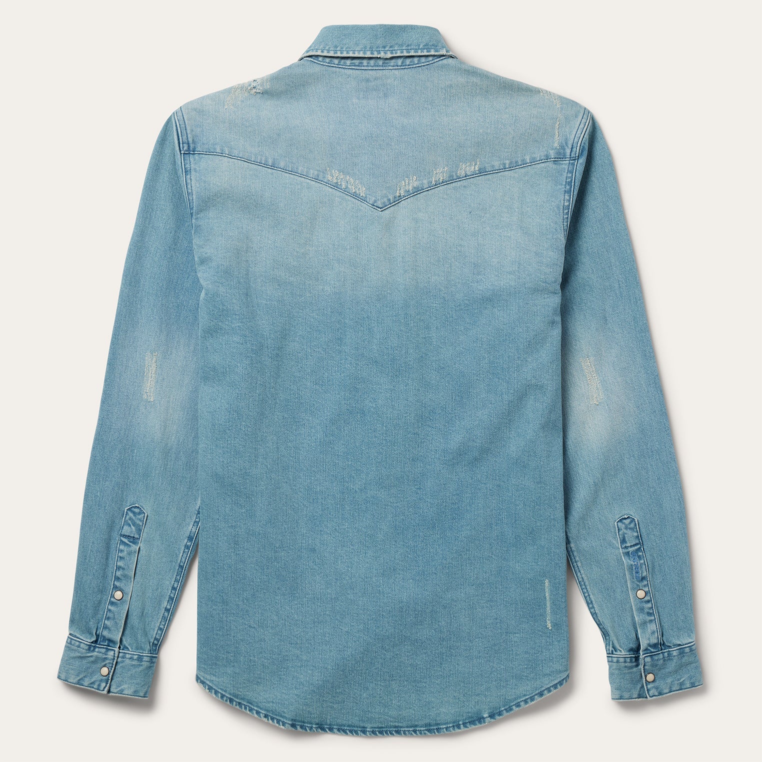 Blue Distressed Denim Western Shirt / Stetson