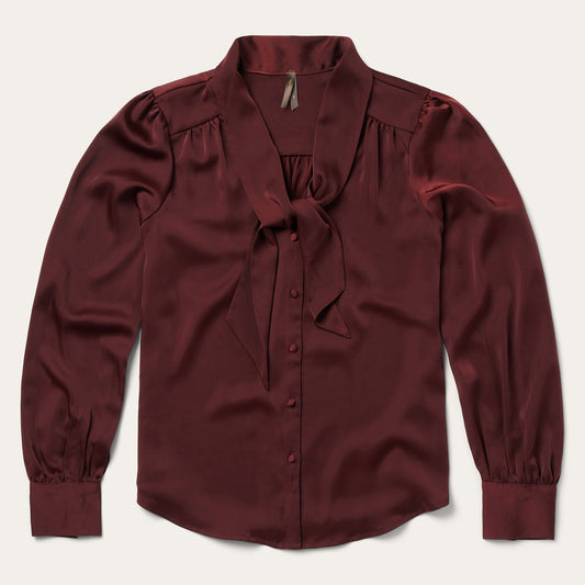 Red Wine Satin Blouse / Stetson