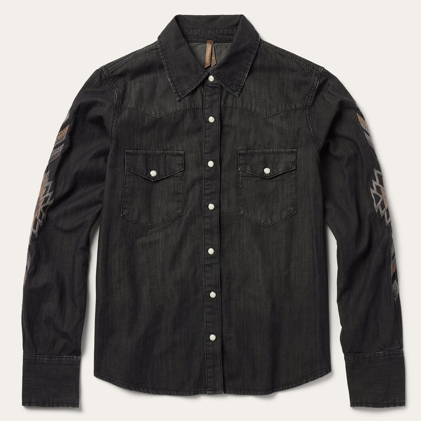 Black Embroidered Black Denim Shirt / Stetson