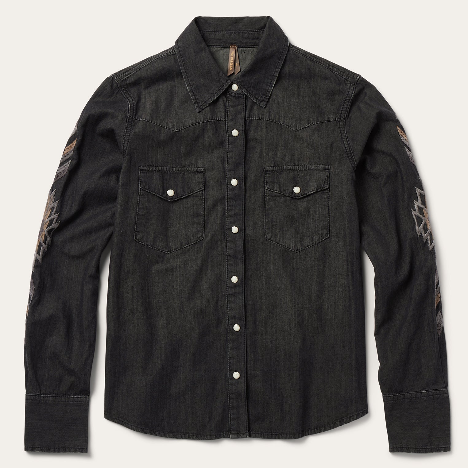 Black Embroidered Black Denim Shirt / Stetson