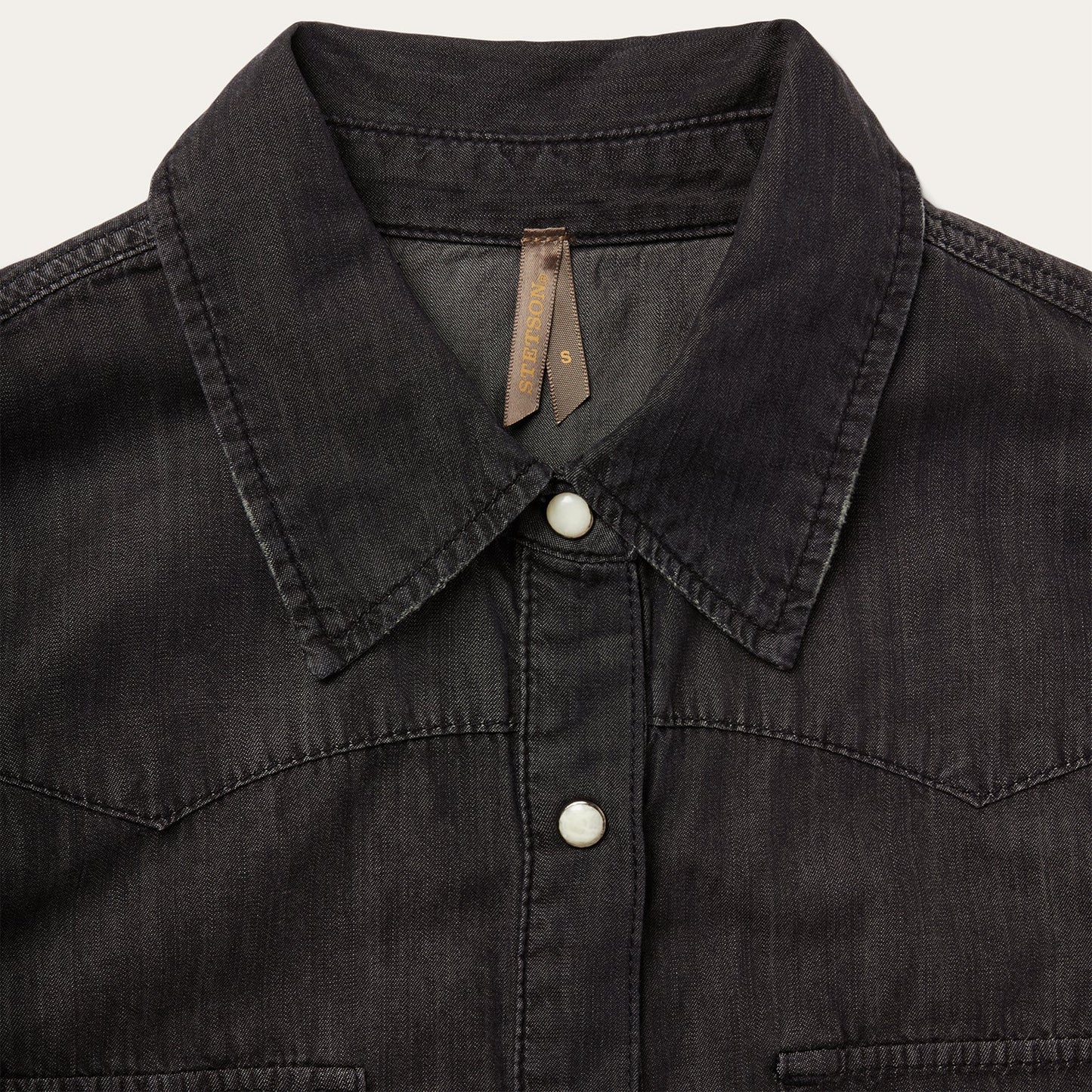 Black Embroidered Black Denim Shirt / Stetson