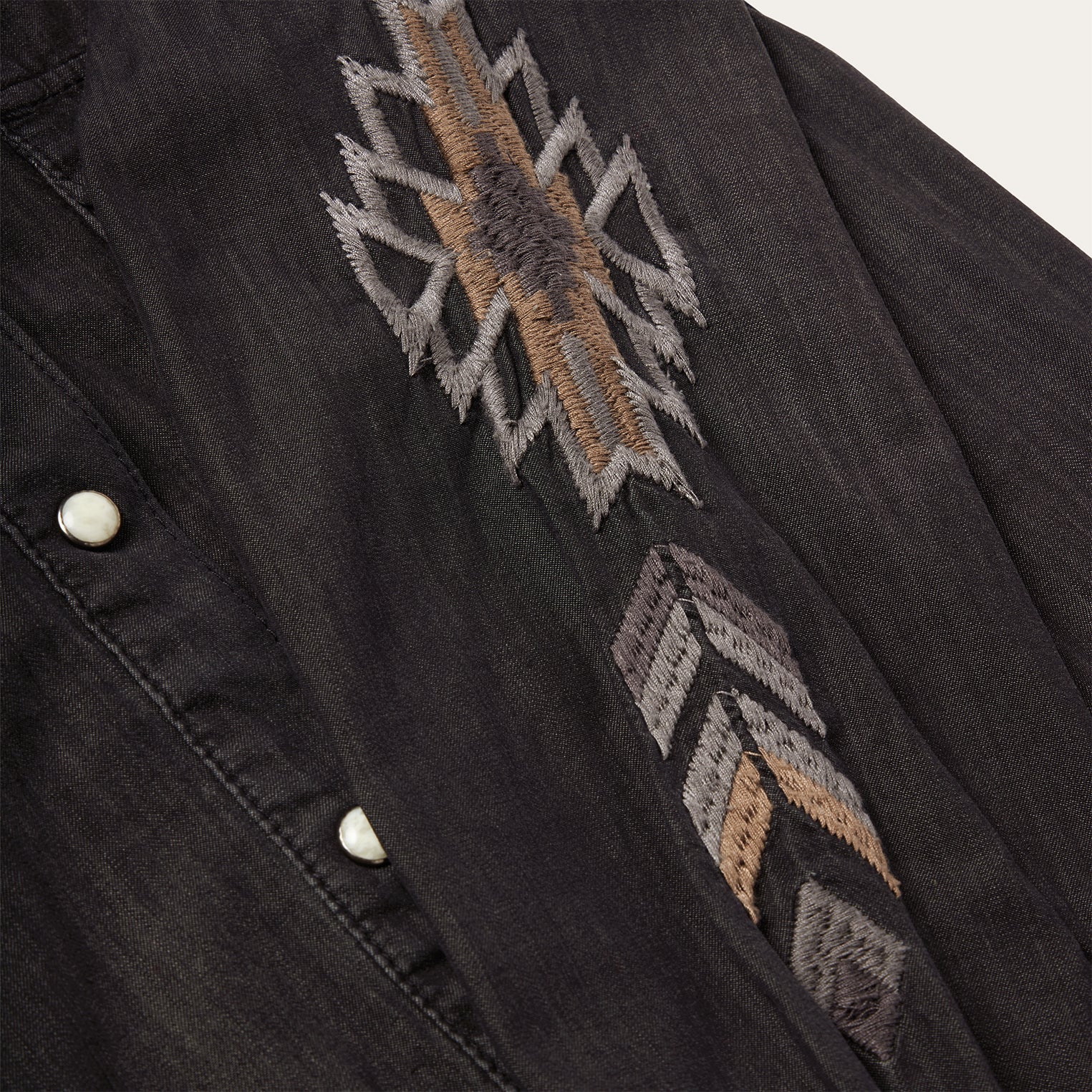 Black Embroidered Black Denim Shirt / Stetson