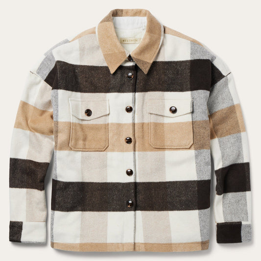 Brown Oversize Plaid Shirt Jacket / Stetson
