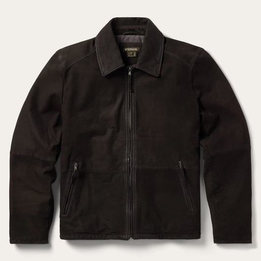 Brown Zip Front Suede Leather Jacket / Stetson