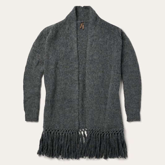 Grey Charcoal Fringed Cardigan / Stetson
