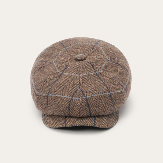 Camel Herringbone Wool Herringbone Hatteras Cap / Stetson