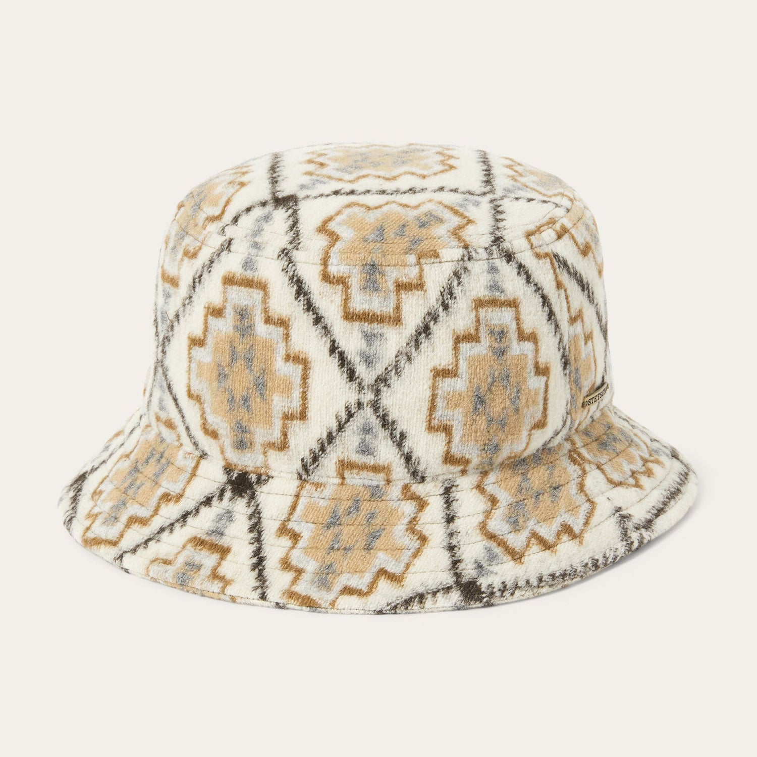 Off White / Beige Navajo Jersey Bucket Hat / Stetson