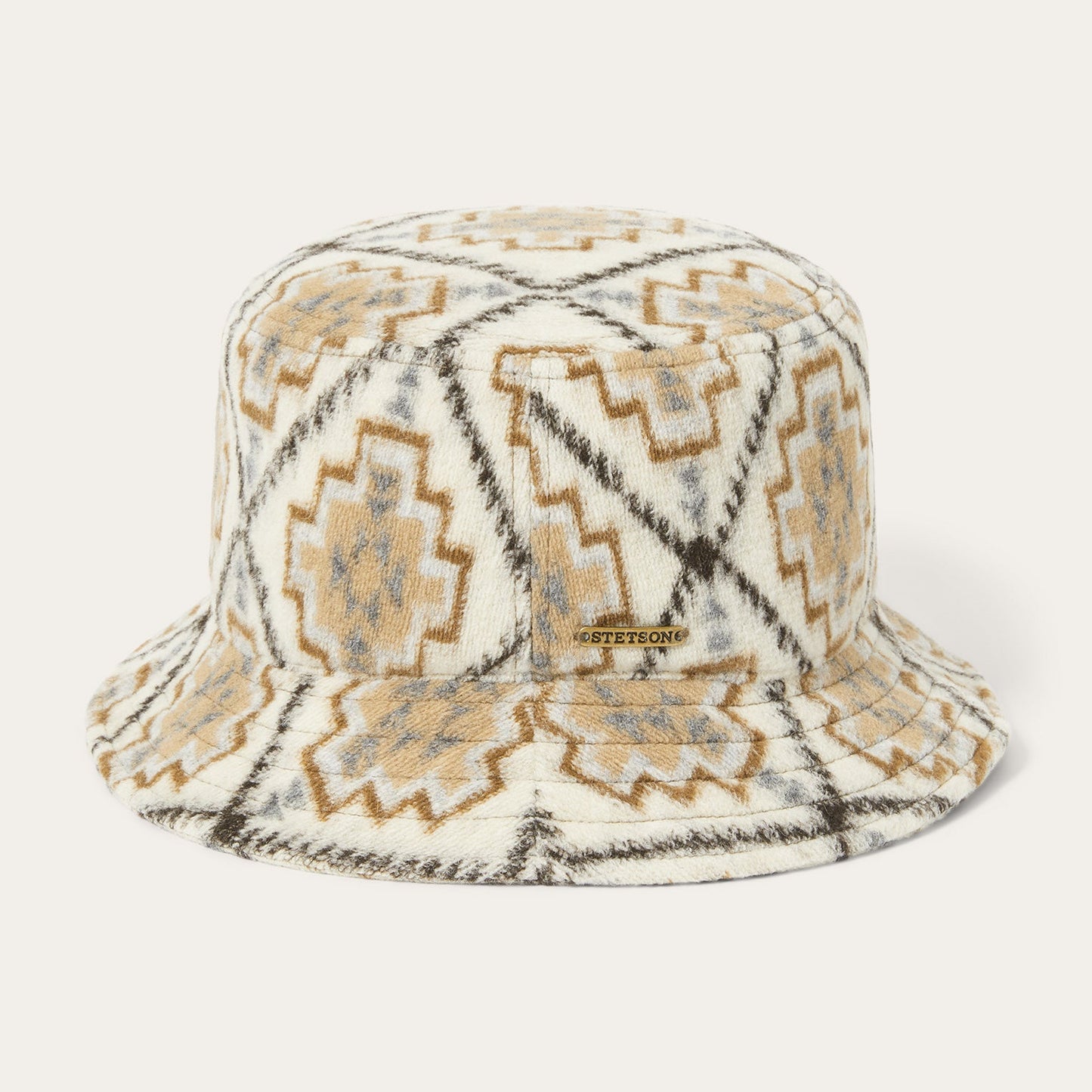 Off White / Beige Navajo Jersey Bucket Hat / Stetson