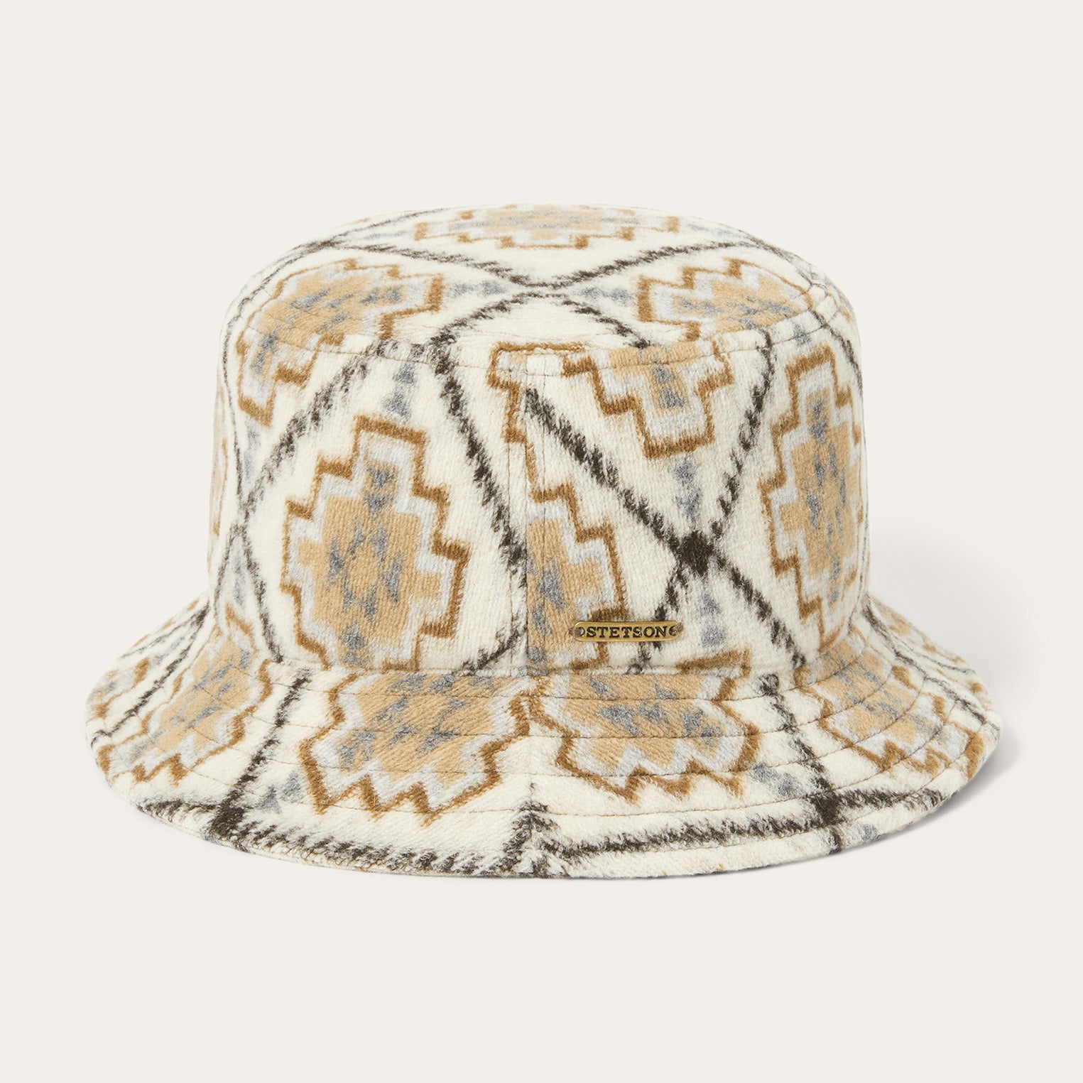Off White / Beige Navajo Jersey Bucket Hat / Stetson