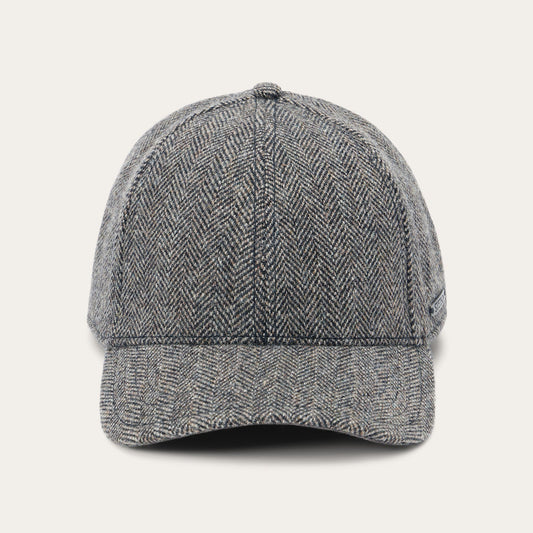 Anthra Melange Herringbone Wool Herringbone Baseball Cap / Stetson